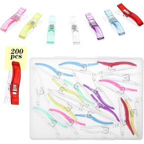 200PCS Large Sewing Clips Fabric Clips Sewing Notions for Sewing Quilting Supplies Crafting Tools Jumbo Quilt Clips, Multipurpose Plastic Clips Assorted Colors Craft Clips Quilting Accessories