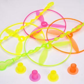 50 Pcs Plastic Flying Helicopter Toy Set Flying Twist Disc with Launchers Spinning Bamboo Dragonfly Plastic Propeller for Kids Party Favors Gifts