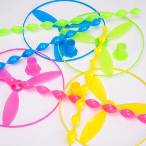 40 Pcs Flying Disc Toy Twisty Helicopter Toy Spin Copter Plastic Propeller Flyer Saucers with Launchers Outdoor Toy Kids Party Favors Gifts