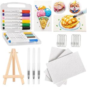 Xing Chen Hai Yang Magic 3D Foam Texture Painting Kit,Puffy Paint, 3D Drawing Magic Canvas Sponge,DIY Bubble Drawing Pens Art Supplies,10Pcs Puffy Paint Paper(Rectangular)