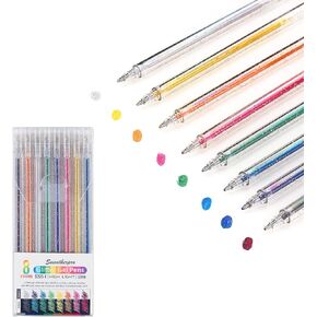 SMOOTHERPRO Glitter Gel Pens, 18 Colors Glitter Colored Pens, 1.0mm Metallic Sparkle Colorful Pens for Coloring Calligraphy Cards Journal Drawing Scrapbook(SC623-18)