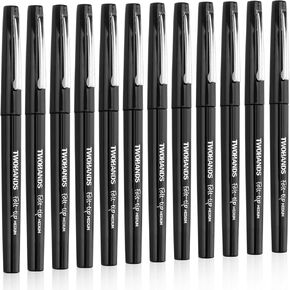 TWOHANDS Felt Tip Pens Fine Point,Black Fineliners,Medium Point（0.7mm）,Journaling, Note Taking,Writing Markers,Fast Dry,12 count, 22011