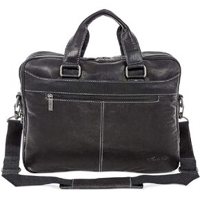 Kenneth Cole "Take The Op-Port-unity" Leather Double Gusset 15.6" Laptop Briefcase (Black)