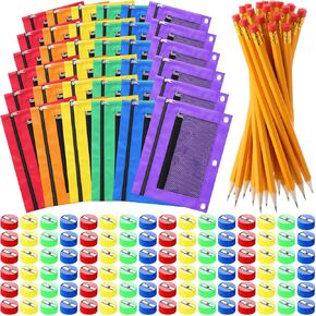 60 Pcs Back to School Supplies Bulk Backpack Essentials Include 3 Ring Binder Pencil Pouch, Pencil Sharpener Sand, Wood Cased Pencils for Storing School Teacher Supplies