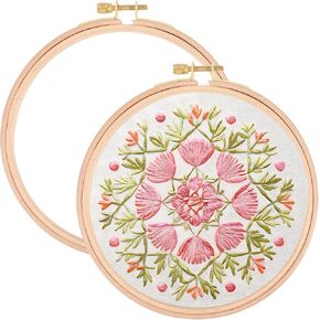 2 Pack 6 Inch Wood Embroidery Hoop, Cross Stitch Hoop Imitated Wood Embroidery Frame, Decorative Hanging Cross Stitch Hoops Frames for DIY Art Craft Sewing and Hanging Ornaments Decor