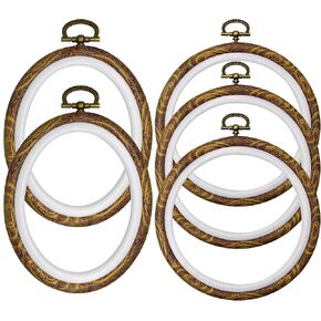 5 حزمة تطريز الأطواق مجموعة - 8 بوصة تطريز الأطواق ، 9 '' 'Oval Cross Stitch Hoops ، حلقات الحبوب الخشبية المقلدة للحرف ، الخياطة ، الإبرة