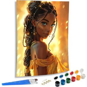SKRYUIE Paint by Numbers African Woman for Adults, Acrylic Oil Painting by Numbers Kits African American for Beginner with Paintbrushes Brushes Paintwork Art Crafts Canvas for Home Decor 16x20 inch in Kuwait