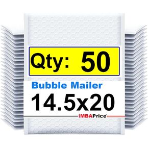 iMBAPrice 14.5x20 Inches White Color Polybubble Bag, 50-Pack Size #7 Self Seal Poly Bubble Mailers Padded Packing Envelopes (Total 50 Bags)