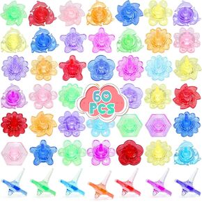 60Pcs Colorful Fidget Spinning Tops Gems Toys for Kids Party Favors, Spin Tops for Boys Girls Goodie Bags Stuffers, Bulk Stress Relief Sensory Toys for Classroom Prizes Birthday Gifts