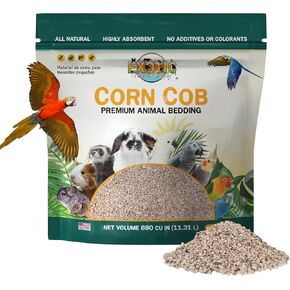 Natural Corn Cob Bedding, Corn Cob Litter, Dust-Free, Birds and Small Animals ~5lbs (340 CU in)