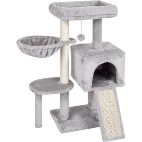 FISH&NAP Cute Cat Tree Kitten Cat Tower for Indoor Cat Condo Sisal Scratching Posts with Jump Platform Cat Furniture Activity Center Play House Beige