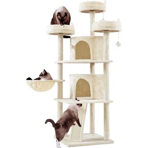 Yaheetech 68.5in Cat Tree Multi-Level Cat Tower with Large Condo＆Cozy Perches Stable Pet Play House w/Sisal-Covered Scratching Posts＆Board for Indoor Cats, Dark Gray