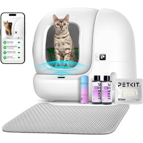 PETKIT 2025 New Upgraded Automatic Cat Litter Box 2-Way Odor Remover and 20 Trash Bags, App Control Cat Litter Box Self-Cleaning with Anti-Scratch Inner Mat, True Integration & Structure Safety