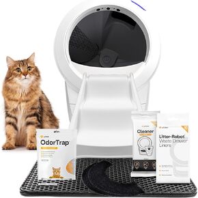 Litter-Robot 4 Supply & Accessory Bundle by Whisker, Black- Automatic Self-Cleaning Cat Litter Box, Includes Litter-Robot 4, Ramp, Mat, 3 OdorTrap Packs, 10 Liners, 30 Wipes, & 2 Carbon Filters
