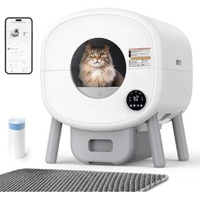 Self Cleaning Litter Box: Extra Large Automatic Litter Box Self Cleaning for Multiple Cats, Odor-Free, App-Controlled, Ambient Light Waste Disposal