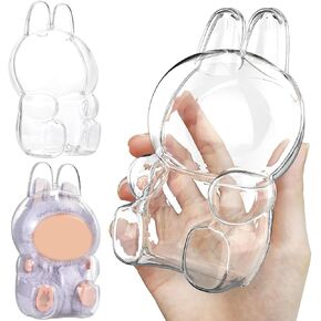 Protective case for labubu,Clear Acrylic Figure Display Case for labubu,Plush Blind Box with Keychain(Doll Not Include)