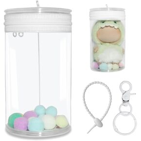 Protective Case for Doll Display Bag with Keychain Accessories for Dustproof Waterproof Doll Storage Zipper Case(White)