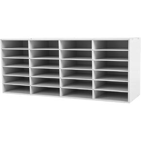Mailbox for Classroom 24 Slots, Mail Sorter, Paper Organizer Storage, Mail Organizer for Home Library Office Classroom (White, 24 Slots)