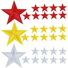 30 Pieces Star Iron on Patches Embroidered Sew On/Iron on Star Patch for Clothing Jeans Jackets Hats Backpack DIY Accessories Appliques Embellishments Clothes Decoration Repair Patches (3 Colors)