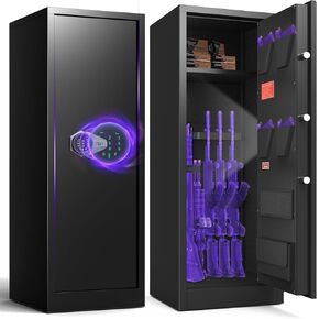 8-10 Gun Safe, Large Gun Safes for Rifle & Pistol Storage, Gun Cabinets for Rifles and Shotguns, Gun Cabinet with Quick Home Access and Gun Rack, Long Gun Safe with Dual Alarm & Mute Mode