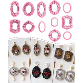 Keoker Vintage Frame Polymer Clay Cutters, Clay Earring Cutters Boho, 12 Shapes Polymer Clay Frame Cutters