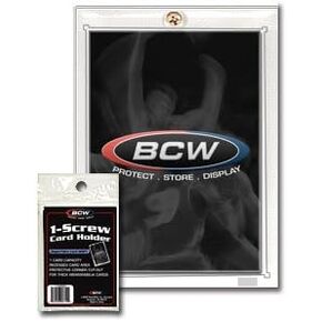 BCW 1 Screw Card Holder - 120 PT. - 5ct | Crystal Clear Polystyrene | Secure Screwdown Design | Ideal for Collectible Card Storage and Display