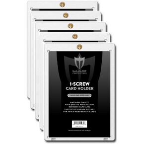 (5) Max Pro 1 Screw Card Super Thick Holder - 120 Pt. Jersey or Memorabilia Card Screwdown - Baseball, Football, Basketball, Hockey, Golf, Single Sports Cards Sportcards Card Collecting Supplies