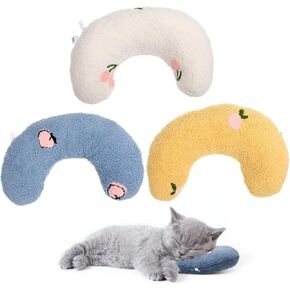 TOYANDONA 3Pcs Comfortable Cat Pillow for Neck Protection Soft Pet Sleeping Cushions for Dogs Cats Easy Deep Sleep Blue White Yellow