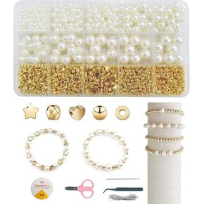 Ituoray 720-Piece Pearl Beads & Bracelet Making Kit for Adults - DIY Jewelry Craft Set with White Beads, Metal Charms & Tools - Perfect for Friendship Bracelets, Home Decor & Creative Gifts
