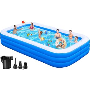 Large Inflatable Pool with Pump for Adults - 130'' x 72'' x 22'', Extra Large Thickened 0.6mm Blow Up Pool for Family, Oversize Swimming Pool for Water Party Backyard Lawn Outdoor Summer