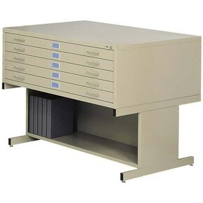 Suburban Soiree Flat File High Base, Steel, Gray, 35.75" L x 46.5" W x 20" H - Rolling Metal Drawers for Office Storage, Ideal for Craft and Tool Storage