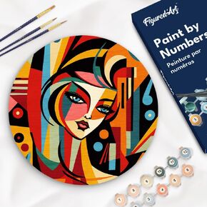 Figured'Art Paint by Numbers Kit for Adults on Wood Slice, 11.8in Diameter - Fruits - Craft Art Painting DIY Canvas