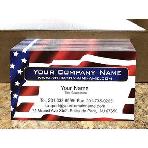 Custom Business cards, Available 100,250,500,1000pcs, Full color 2sides - American Flag -US Flag front-White back, 16pt Cover Stock (350gsm-Thick paper),Us flag, Patriot card - Made in The USA