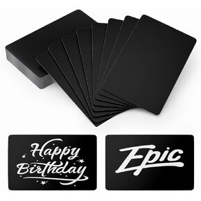 50 PCS Metal Business Card Blanks Laser Engraving Premium Aluminium Sheet Multipurpose DIY Gift Metal Cards Black 86 × 54 × 0.21 مم