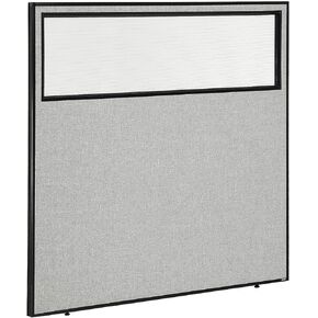 Global Industrial 60-1/4"W x 60" H Office Partition Panel with Partial Window, Gray