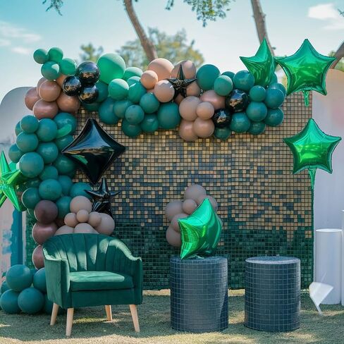 البالونات الخضراء والبنية ، 12 بوصة رجعية خضراء سوداء اللاتكس بالونس Confetti الأسود بالون الأخضر للبنينا فيديو لعبة الغابة حفلة سفاري حفلة زفاف زفاف زفاف زفاف عيد ميلاد in Saudi Arabia