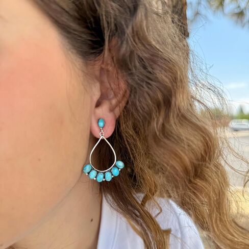 Sterling Silver Earrings in Genuine Turquoise & Gemstones in Saudi Arabia