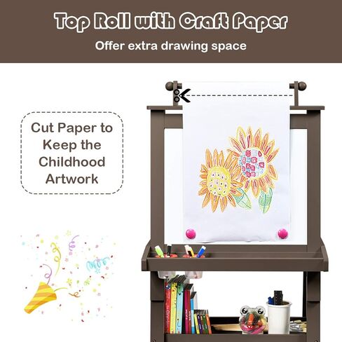 Costzon Kids Art Easel ، 3 في 1 لوحة مزدوجة على الوجهين مع لوحة بيضاء مغناطيسية ، لفة الطباشير والورق ، رف تخزين ثنائي المستوى وصناديق 2 ، دافئة للأطفال ، الأطفال الصغار ، هدية للبنين ، الفتيات in Kuwait