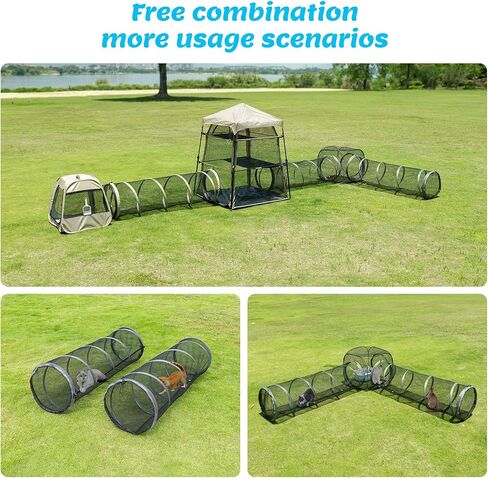 أثاث القطط للأنفاق القطنية المحمولة في الهواء الطلق والخارجية ، حاوية بيت الكلب ، كاتو محمولة للقطط الداخلية ، الكلاب والحيوانات الصغيرة ، سهلة التوصيل بالخيام أو المكعبات ، 2 عبوات. in Kuwait