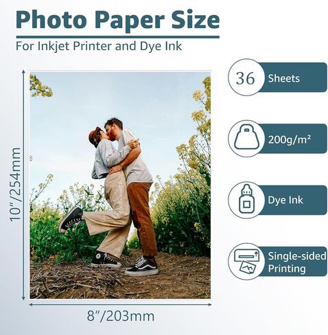 Zbeivan 8x10 Photo Paper ، ورقات صور لامعة 36 ورقة ، 8 × 10 ورقة صور طابعة Inkjet لـ Dye Ink ، 200 GSM in Kuwait