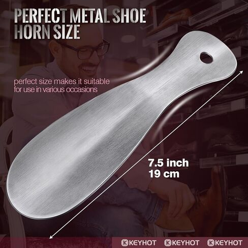 KEYHOT Metal Shoe Horn Small -7.5 Inch Mini Shoehorn -Stainless Steel Shoe Spoon Short for Seniors Kids (Black) in Saudi Arabia