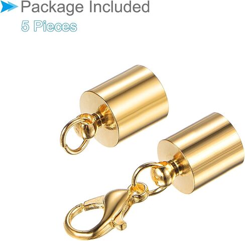 Leather Cord End Cap with Lobster Claw Clasps, 7.5mm ID, Jewelry Connector Findings Rose Gold Tone - (Applications: for Bracelets Necklaces), 5-Pieces in Saudi Arabia