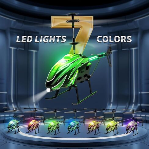 Dwi Dowellin RC Helicopter, Remote Control Helicopter Toy for Kids with 26 Mins Flight(2 Batteries), 8 LED Light Modes,Easy Control for Boys Girls Age 8-12(Green) in Kuwait