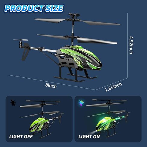 Dwi Dowellin RC Helicopter, Remote Control Helicopter Toy for Kids with 26 Mins Flight(2 Batteries), 8 LED Light Modes,Easy Control for Boys Girls Age 8-12(Green) in Kuwait
