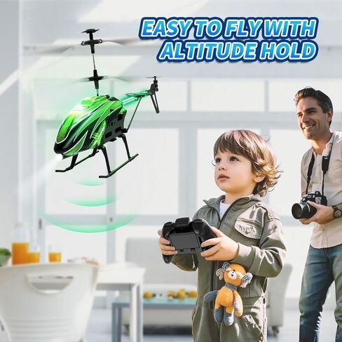 Dwi Dowellin RC Helicopter, Remote Control Helicopter Toy for Kids with 26 Mins Flight(2 Batteries), 8 LED Light Modes,Easy Control for Boys Girls Age 8-12(Green) in Kuwait