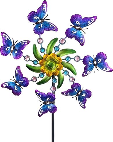 39" Butterfly Wind Spinner for Yard and Garden Stake,Outdoor Metal Windmill,Single Direction Wind Sculptures, Kinetic Windmills for Garden Decorations. in Kuwait
