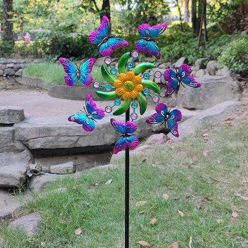 39" Butterfly Wind Spinner for Yard and Garden Stake,Outdoor Metal Windmill,Single Direction Wind Sculptures, Kinetic Windmills for Garden Decorations. in Kuwait