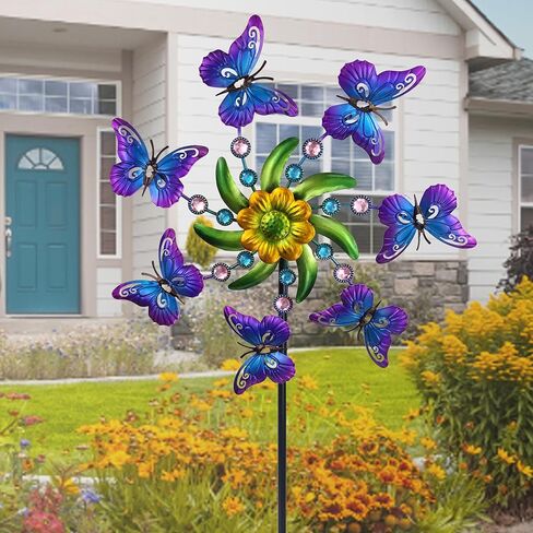 39" Butterfly Wind Spinner for Yard and Garden Stake,Outdoor Metal Windmill,Single Direction Wind Sculptures, Kinetic Windmills for Garden Decorations. in Kuwait