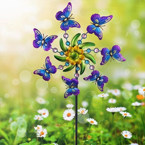 39" Butterfly Wind Spinner for Yard and Garden Stake,Outdoor Metal Windmill,Single Direction Wind Sculptures, Kinetic Windmills for Garden Decorations. in Kuwait