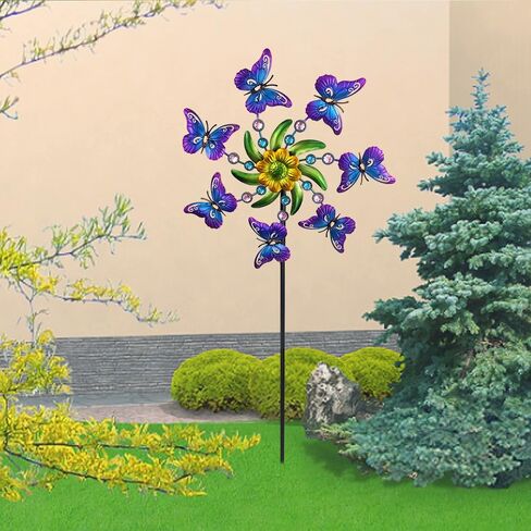 39" Butterfly Wind Spinner for Yard and Garden Stake,Outdoor Metal Windmill,Single Direction Wind Sculptures, Kinetic Windmills for Garden Decorations. in Kuwait